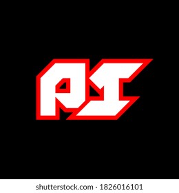 Diseño del logotipo PI, diseño inicial de la letra PI con estilo de ciencia ficción. Logo PI para juegos, deportes, tecnología, digital, comunitaria o empresarial. P I ostenta el alfabeto italiano moderno. Tipografía de estilo urbano.