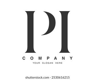 PI logo design. Initial letter p and i serif font style. Creative classic company name typography. Trendy logotype or identity. Vector illustration.