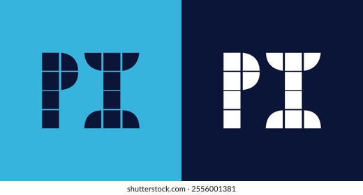 PI logo design with tile shape. Minimalist and modern vector illustration design suitable for business or brand