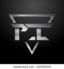PI Logo, Metal Logo, Silver Logo, Monogram, Polygon