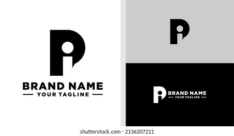 PI LOGO MONOGRAM NEGATIVE SPACE EDITABLE