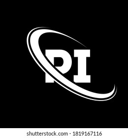 PI logo. P I design. White PI letter. PI/P I letter logo design. Initial letter PI linked circle uppercase monogram logo.	