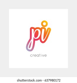 PI logo, vector. Useful as branding, app icon, alphabet combination, clip-art.