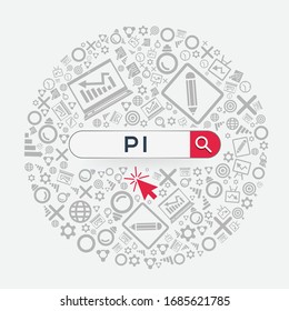 PI  mean (professional indemnity) Word written in search bar ,Vector illustration.