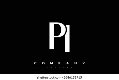 Design do logotipo das iniciais modernas da PI. Logotipo de marca com iniciais estilizadas apresentando design arrojado e estética moderna. Ideal para profissionais de marca de negócios ou projetos criativos com foco em minimalista