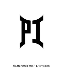 PI monogram logo with curved side design template