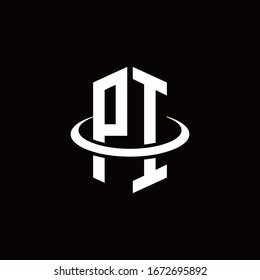 Logotipo del monograma IP en forma de hexágono y rodeado por un anillo