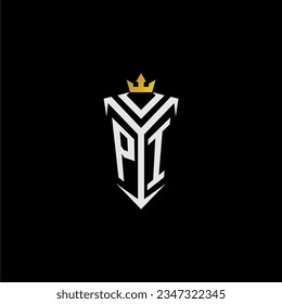 PI monogram logo initial for shield  crown style design