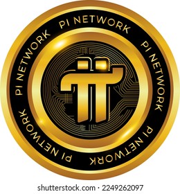 Pi Network Goldmünzen-Illustration. Ein luxuriöses und modernes Bildsymbol für Logos, Symbole, Vorlagen, Websites und Apps