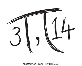 pi number hand drawn vector