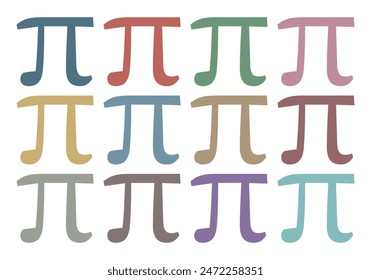 Pi number icon sheet on white background