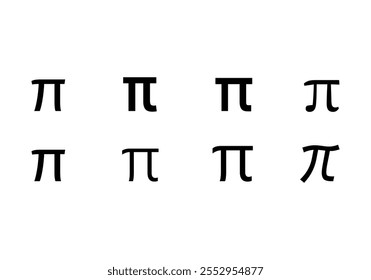 Pi number icon sheet on white background