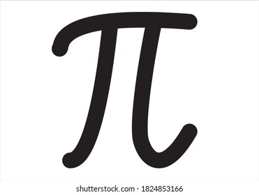 
Pi number symbol on white background
