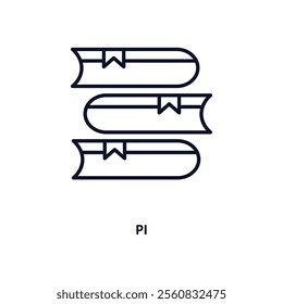 pi outline icon.  Thin line icon from education collection. Editable vector isolated on white background