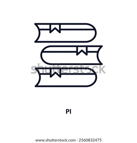 pi outline icon.  Thin line icon from education collection. Editable vector isolated on white background