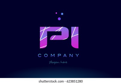 pi p i  creative color blue background pink purple magenta alphabet letter company logo vector icon