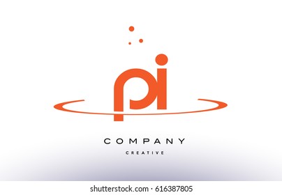 PI P I creative orange swoosh dots alphabet company letter logo design vector icon template