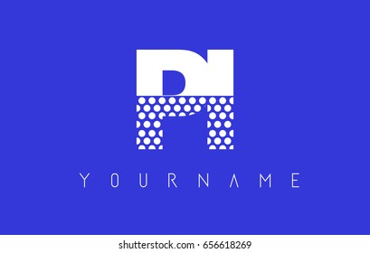 PI P I Dotted Pattern Letter Logo Design Vector with Blue Background.