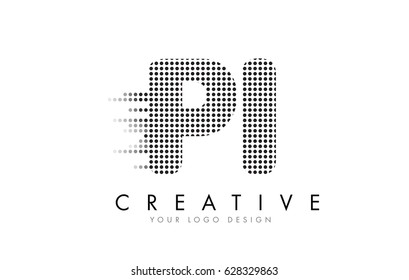 PI P I Letter Logo Design with Black Dots and Bubble Trails.