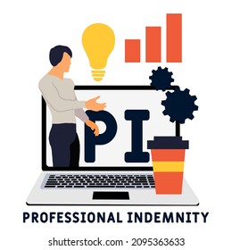 PI - Professional Indemnity acronym. business concept background.  vector illustration concept with keywords and icons. lettering illustration with icons for web banner, flyer, landing