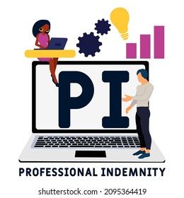 PI - Professional Indemnity acronym. business concept background.  vector illustration concept with keywords and icons. lettering illustration with icons for web banner, flyer, landing