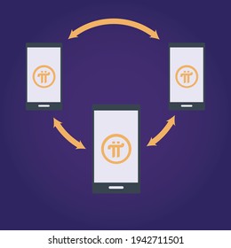 Pi security circle vector illustration. Crypto currency concept.