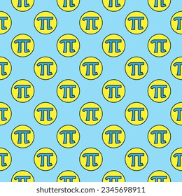 Pi Sign in circle vector concept colored seamless pattern