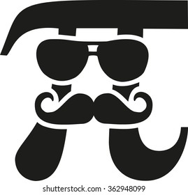 Pi Sign With Glasses And Mustache