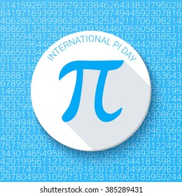 Pi sign with a shadow on a blue background. Mathematical constant, irrational number, greek letter. Abstract digital vector illustration for a Pi Day.