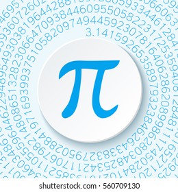 Pi sign with a shadow on a blue background. Mathematical constant, irrational complex number, greek letter. Abstract digital illustration for March 14th. Poster creative template