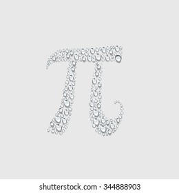 Pi sign,  transparent water drop vector, Pi Symbol Icon