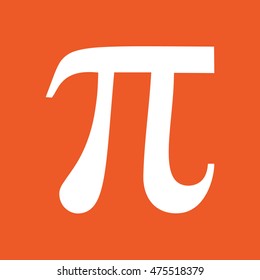 Pi sign vector icon. Orange background