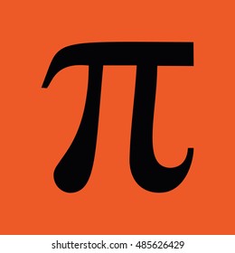 Pi sign vector icon. Orange background