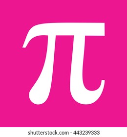 Pi Sign Vector Icon. Pink Background