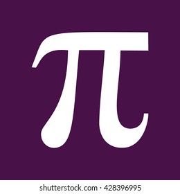 Pi sign vector icon. Purple background