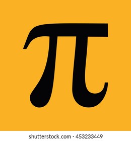  Pi sign vector icon. Yellow background