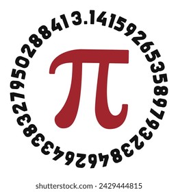 Pi-Symbol und 3,14 Ziffern Vektor Mathematische Konstante Konzept rund Darstellung. Mathematischer Hintergrund. Frohen PI-Tag!