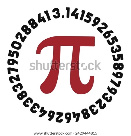 Pi symbol and 3,14 digits vector Mathematical constant concept round illustration. Math background. Happy PI day!
