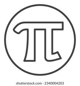 Pi symbol in circle vector concept outline round icon or symbol