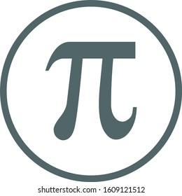 Pi symbol in circle. Vector illustration