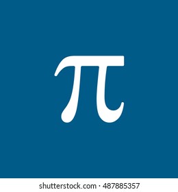 Pi Symbol Flat Icon On Blue Background