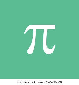 Pi Symbol Flat Icon On Green Background