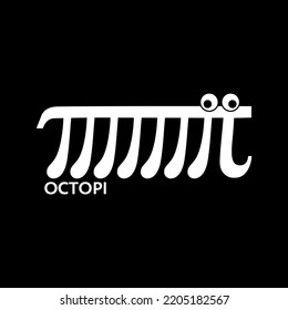 Pi Symbol, Greek Letter π, Modified As Funny Octopus, Octopi Lettering, Vector, Isolated