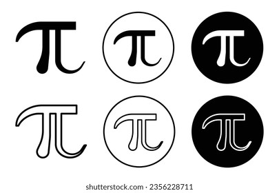 pi symbol greek letter pi vector symbol in black filled and outlined style.