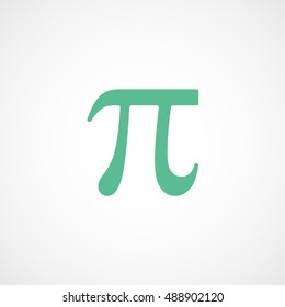 Pi Symbol Green Flat Icon On White Background
