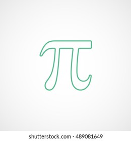 Pi Symbol Green Line Icon On White Background