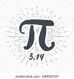 Pi symbol hand drawn icon, Grunge calligraphic mathematical sign, vector illustration.