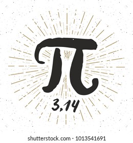 Pi symbol hand drawn icon, Grunge calligraphic mathematical sign, vector illustration.