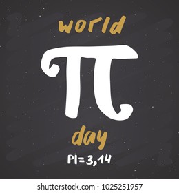 Pi symbol hand drawn icon, Grunge calligraphic mathematical sign, vector illustration on chalkboard background.