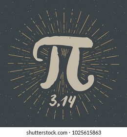 Pi symbol hand drawn icon, Grunge calligraphic mathematical sign, vector illustration.